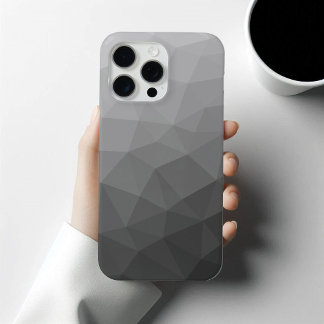Light grey gradient geometric mesh pattern iPhone 15 pro max case