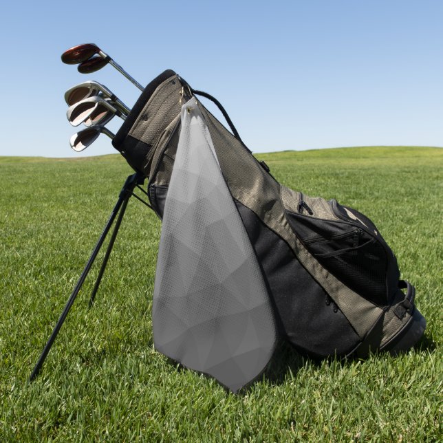 Light grey gradient geometric mesh pattern golf towel (Green)