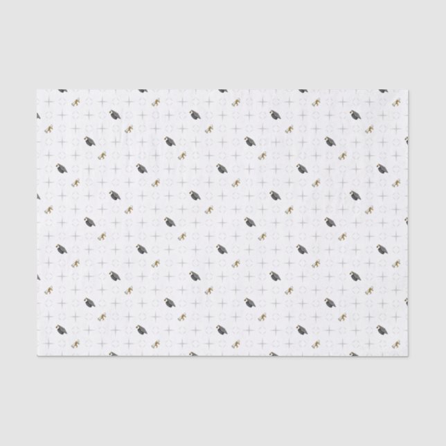 Light Grey Graduation Caps and Diploma Pattern Tissue Paper (Front)