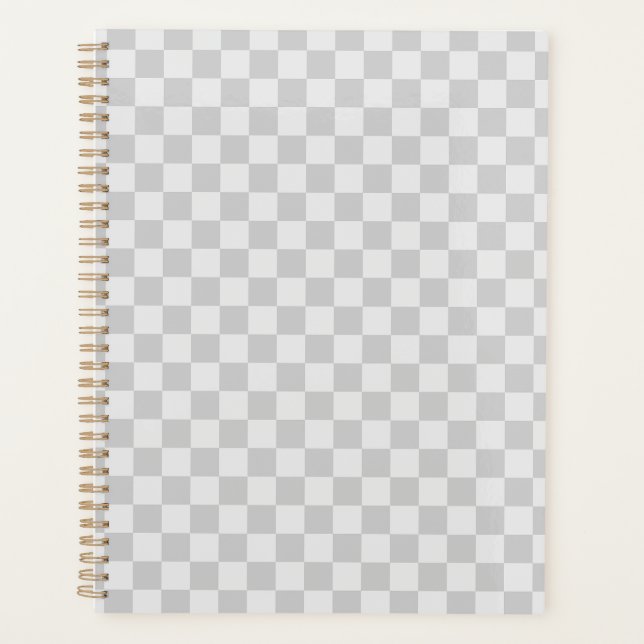 Light Grey Gray Checkered Checkerboard Planner (Front)