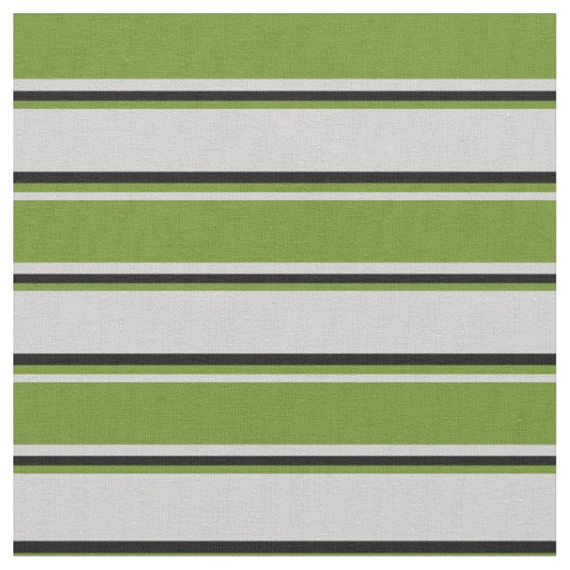 Light Grey, Green, and Black Coloured Stripes Fabric (Close Up)