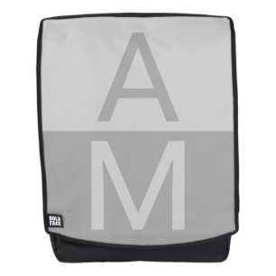 Light Grey & Grey Modern Initials Monogram Backpack