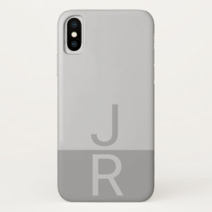 Light Grey & Grey Modern Initials Monogram Case-Mate iPhone Case