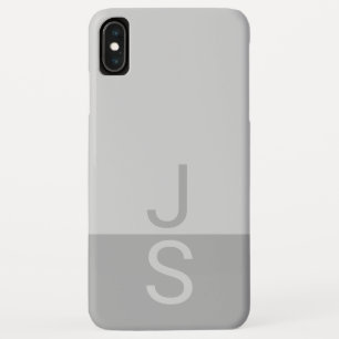 Light Grey & Grey Modern Initials Monogram iPhone XS Max Case