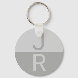 Light Grey & Grey Modern Initials Monogram Keychain