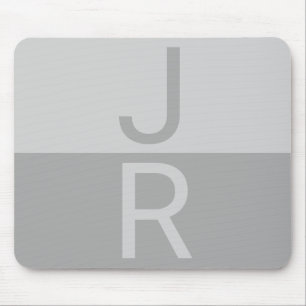 Light Grey & Grey Modern Initials Monogram Mouse Pad