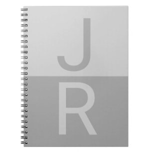 Light Grey & Grey Modern Initials Monogram Notebook