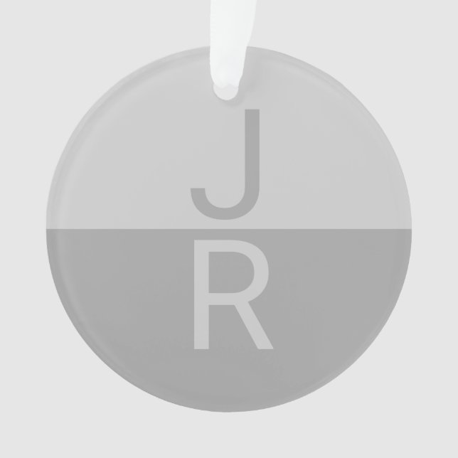 Light Grey & Grey Modern Initials Monogram Ornament (Front)