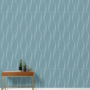 Light Grey Heart Links Line Art, Bluish Teal Grey Wallpaper