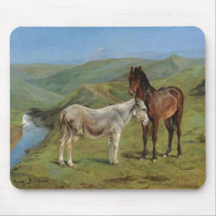 Light Grey Horse in a Field (Equine Farm Animal) Mouse Pad
