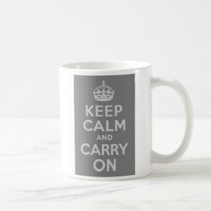 Light Grey Keep Calm and Carry On Coffee Mug