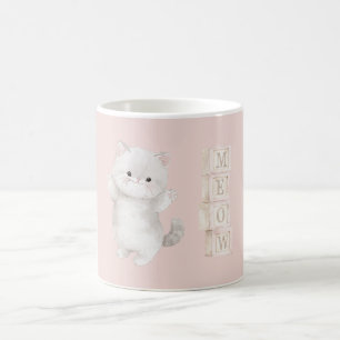 Light Grey Kitty Cat Meow Coffee Mug