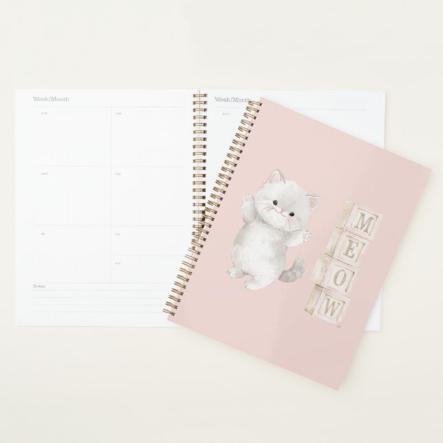 Light Grey Kitty Cat Meow Planner (Display)