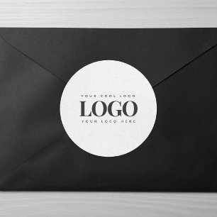 Light Grey Kraft &Custom Business Rectangle Logo Classic Round Sticker
