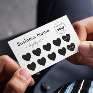 Light Grey Kraft Paper Heart Add Your Logo Beauty Loyalty Card