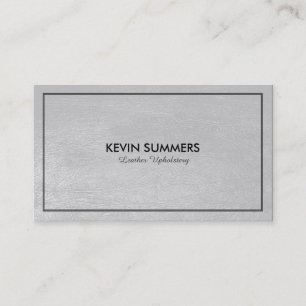 Light grey Leather Texture Black Frame Business Card