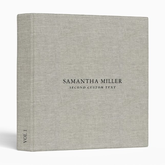 Light Grey Linen Texture Black Typography Binder (Front/Spine)