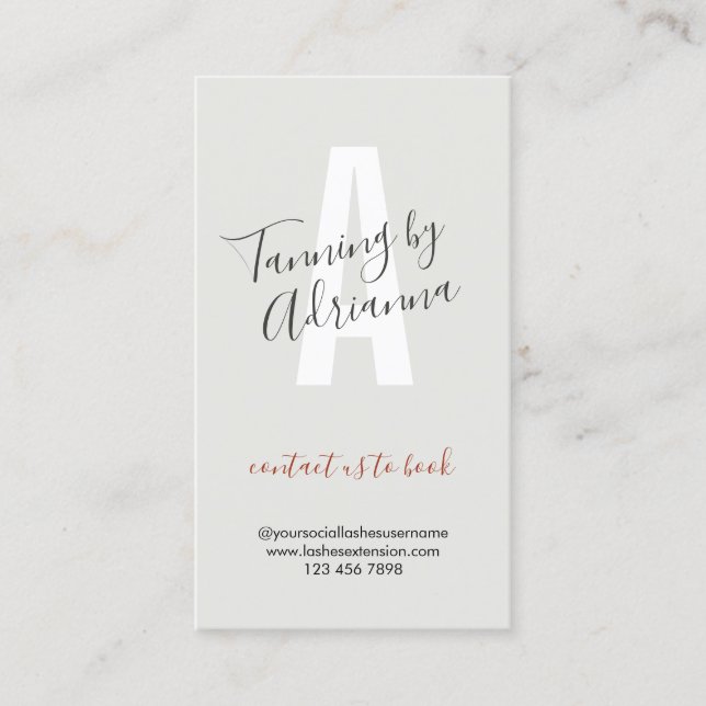 Light Grey Makeup Salon Spray Tan Aftercare Business Card (Front)