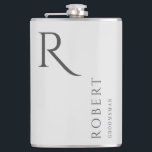 Light Grey Masculine Monogram Groomsmen Gift Hip Flask<br><div class="desc">This simple custom groomsmen flask features personalized groomsman's or best man's name,  monogram,  and wedding date. You can easily change the background and fonts colours to match your event if you like.</div>