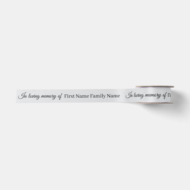 Light grey memorial ribbon satin ribbon (Front)