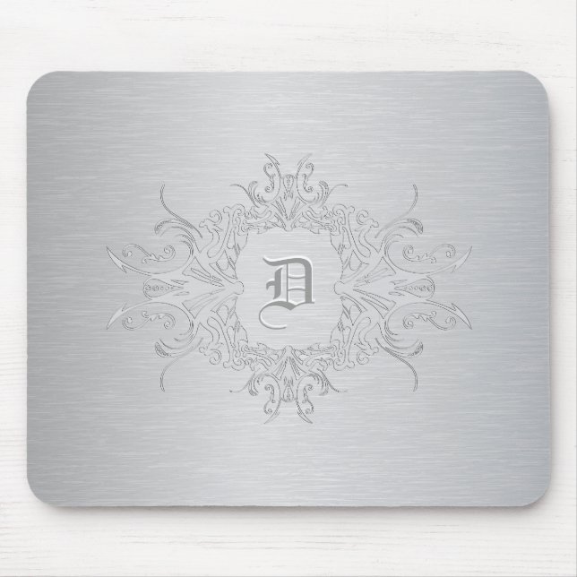 Light Grey Metallic Brushed Aluminum Look Mouse Pad (Front)