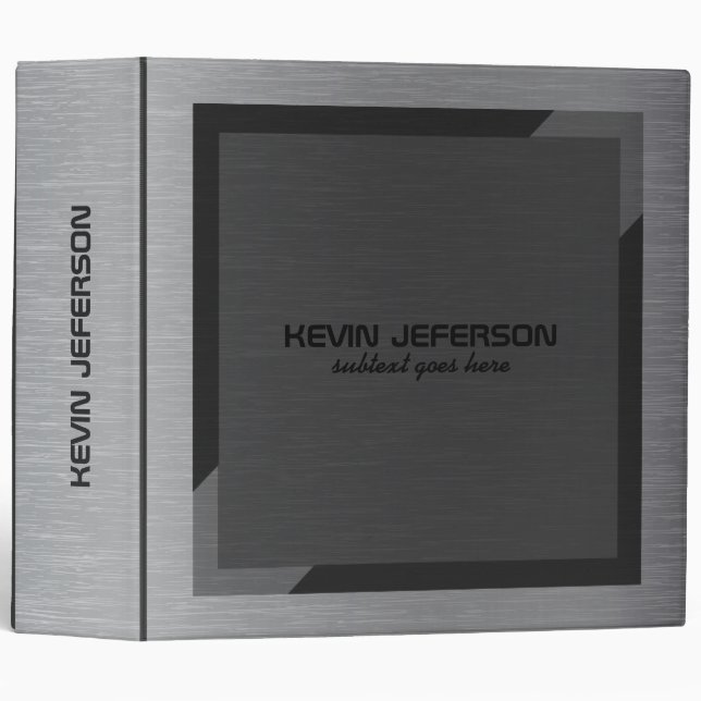 Light Grey Metallic Texture Modern Geometric Frame Binder (Front/Spine)