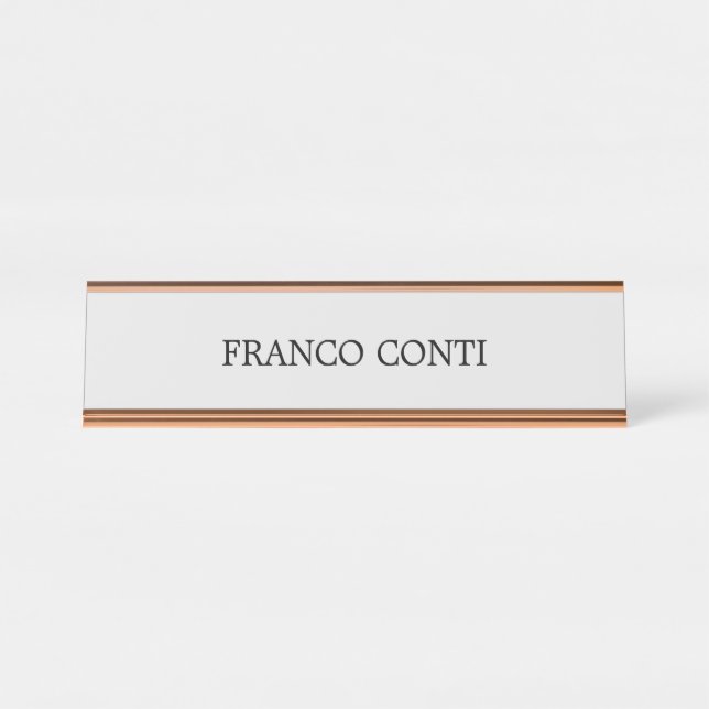 Light Grey Minimalist Plain Modern Desk Name Plate (Front)