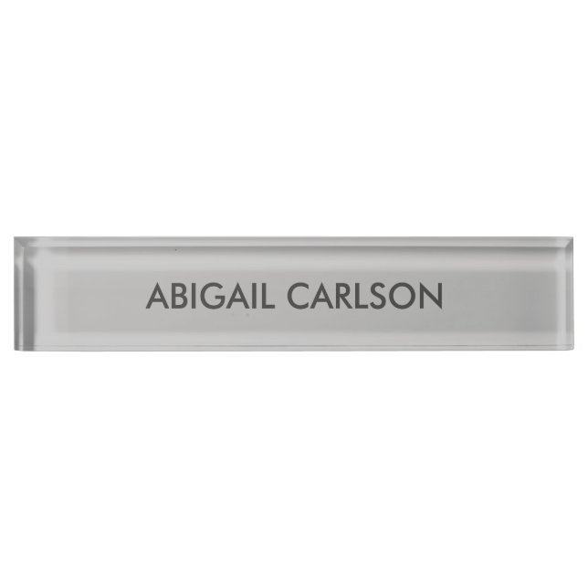 Light Grey Minimalist Plain Modern  Nameplate (Front)
