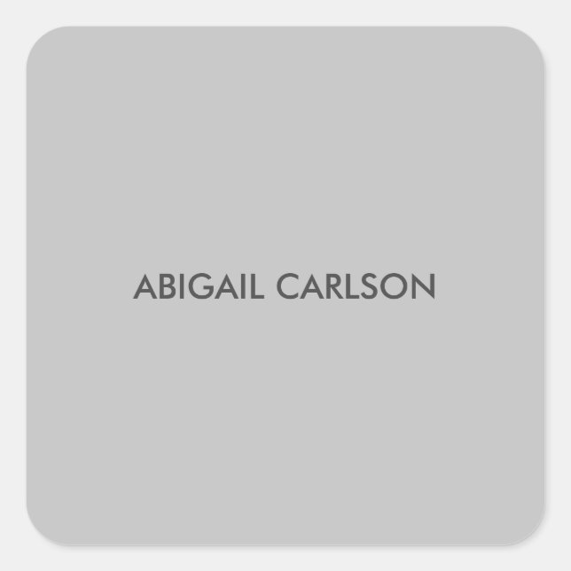 Light Grey Minimalist Plain Modern Square Sticker (Front)