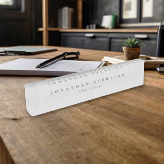 Light Grey Modern Minimalist Business Nameplate