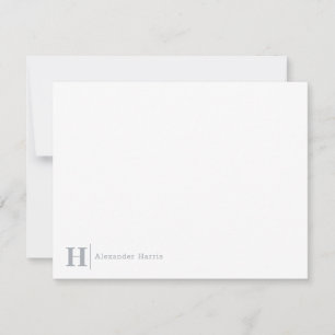 Light Grey Monogram Line Modern Simple Business Card