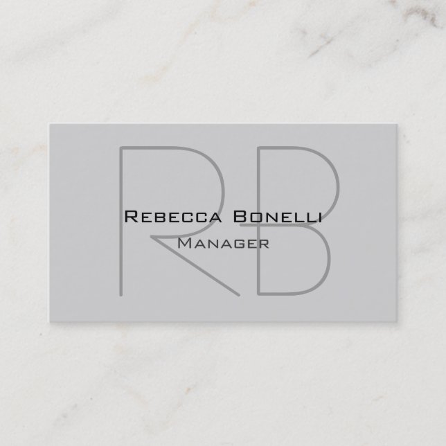 Light Grey Monogram Manager Business Card (Front)