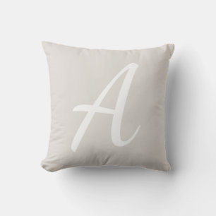 Light Grey Monogram Throw Pillow