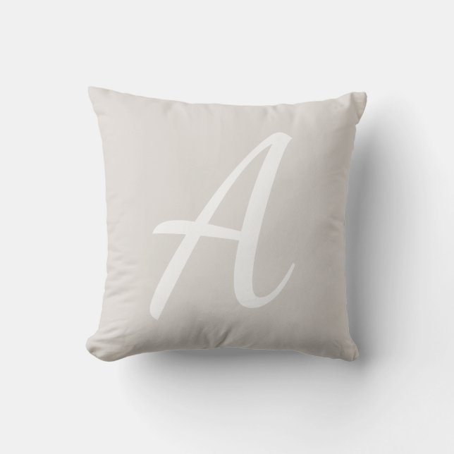 Light Grey Monogram  Throw Pillow (Front)