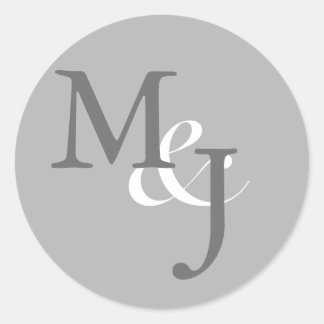 Light Grey Monogrammed Wedding Envelope Seals