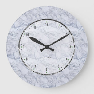 Light Grey Natural Marble Stone Pattern Large Clock