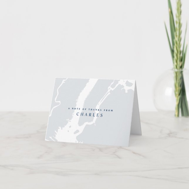 Light Grey New Jersey | New York City Harbour Map Thank You Card (Front)