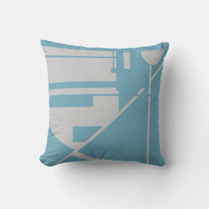 Light Grey on Dusty Teal Blue Geometric Abstract Throw Pillow