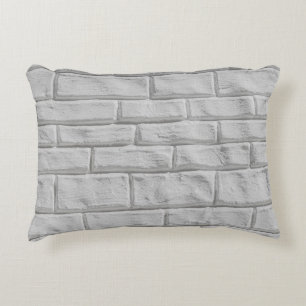 Light grey or white brick wall surface texture bac accent pillow