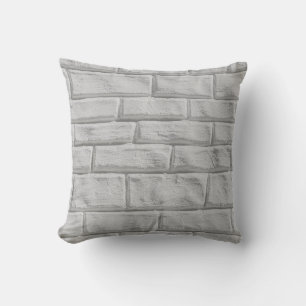 Light grey or white brick wall surface texture bac throw pillow
