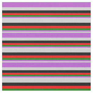 Light Grey, Orchid, Green, Red, and Black Coloured Fabric
