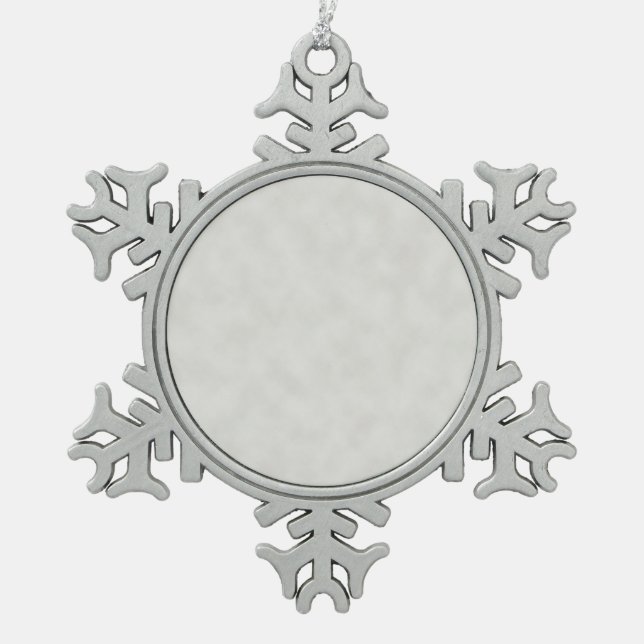 Light Grey Parchment Texture Background Snowflake Pewter Christmas Ornament (Front)