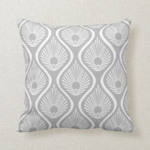 Light grey peacock art deco design throw pillow