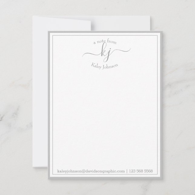 Light Grey Personalized From The Desk Of Note Card (Front)