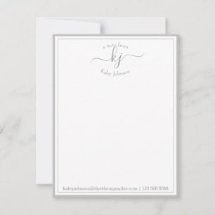 Light Grey Personalized From The Desk Of Note Card