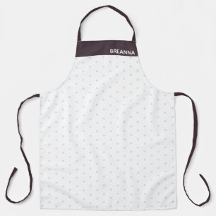 Light Grey Polka Dots and Dusty Plum Purple Apron