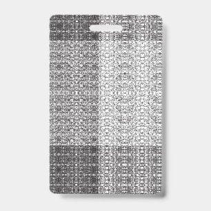 Light grey repeating V-shaped pattern on a white b Badge