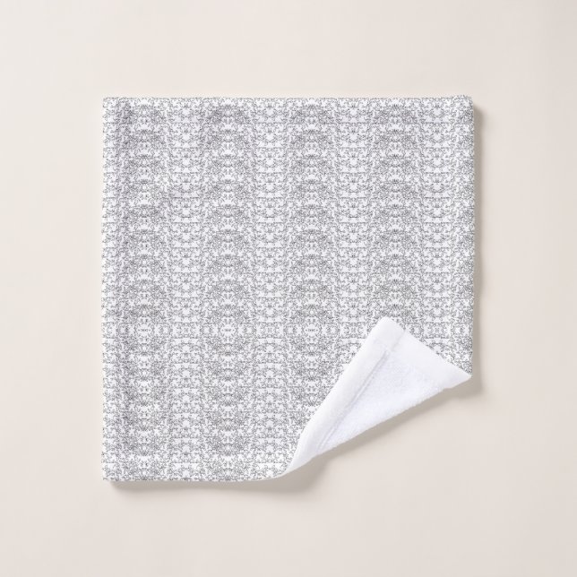 Light grey repeating V-shaped pattern on a white b Bath Towel Set (Wash Cloth)