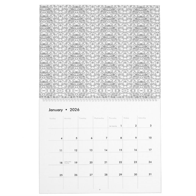 Light grey repeating V-shaped pattern on a white b Calendar (Jan 2026)