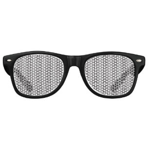 Light grey repeating V-shaped pattern on a white b Retro Sunglasses
